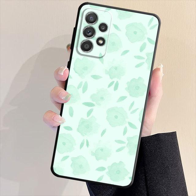 Роскошный чехол для телефона с мягкой задней панелью черного цвета для Samsung Galaxy A33 A32 A21s A53 A22 A71 A31 A51 A13 A23 A72 A52 A11 с милым цветочным принтом