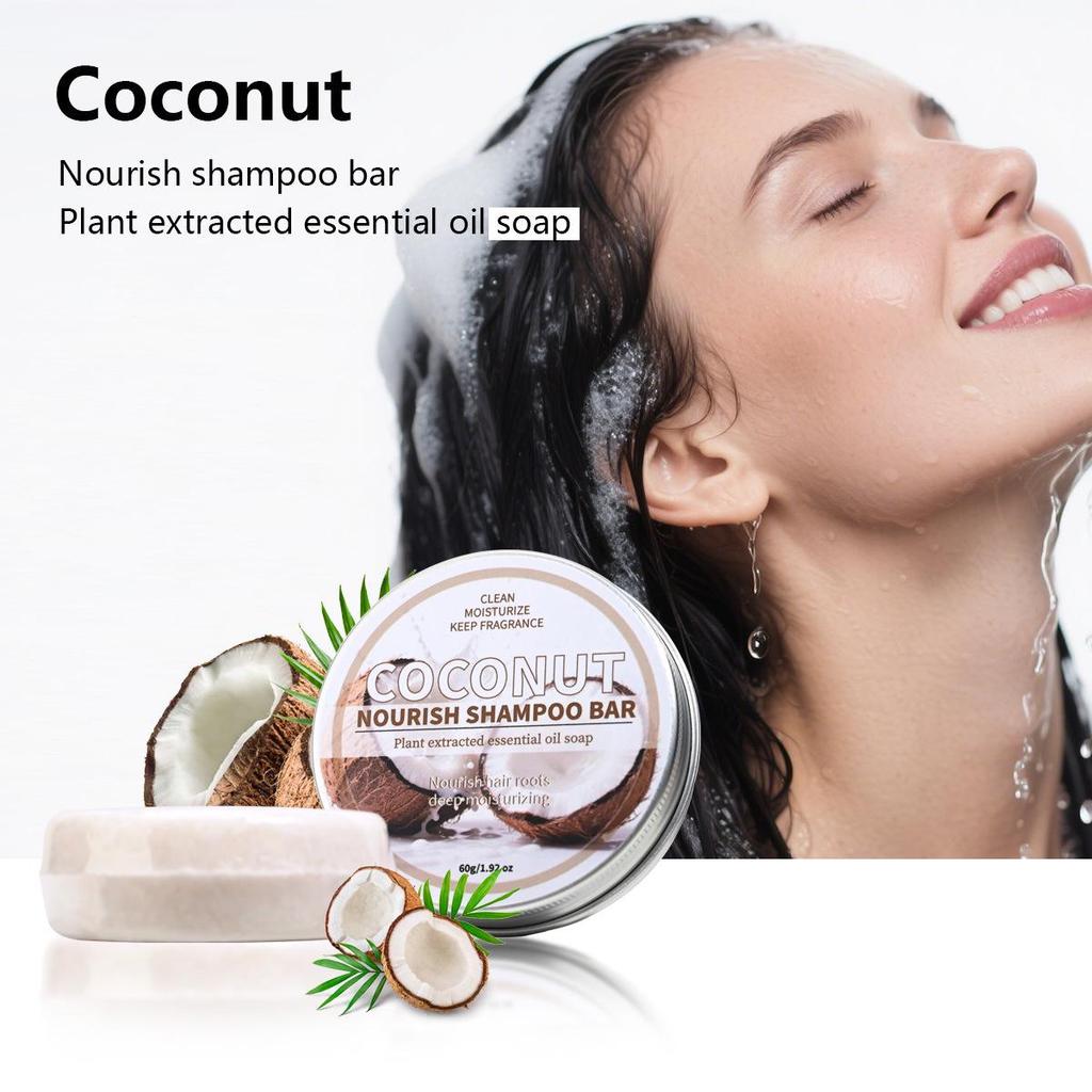 Coconut & He Shou Wu Ginseng Bamboo Charcoal Shampoo Soap with Essential Oils & Cypress Leaf