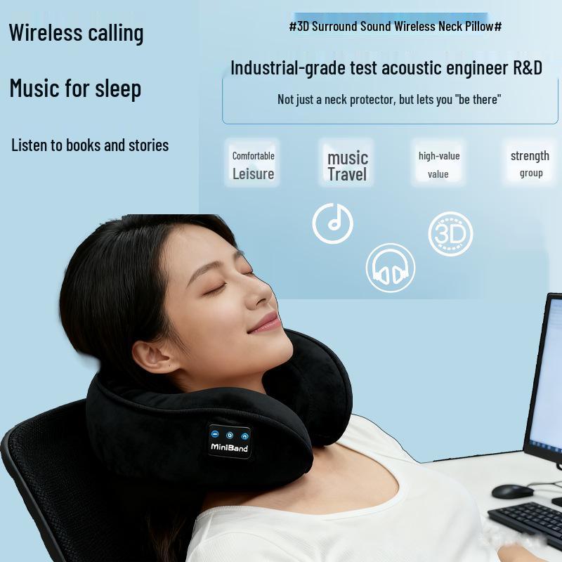 Bluetooth Стерео Музыкальная U-образная Подушка для Шеи для Звонков и Путешествий – Идеально для Офиса, Обеденного Перерыва и Деловых Поездок