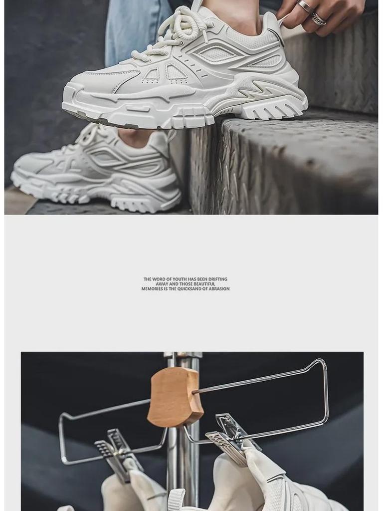 Мужские модные кроссовки из дышащей сетки 2025 года на весну — повседневные, низкие, на толстой подошве для папы-подростков