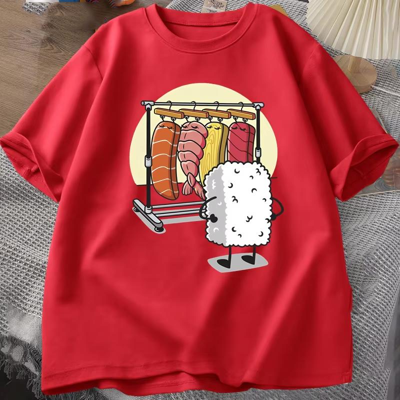 Футболка Sushi Wardrobe Женская Мужская Смешная Высококачественная Футболка Хлопок Графические Футболки Свободные С коротким рукавом С принтом Футболка Мужская Топы