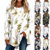 Женская повседневная футболка больших размеров с длинными рукавами и круглым вырезом с принтом, верхний пуловер
