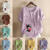 Women's Fashion Cute Cat Prined Short Sleeve T-shirt Loose Cotton Shirt Casual Loose Summer Blouse Tops Plus Size