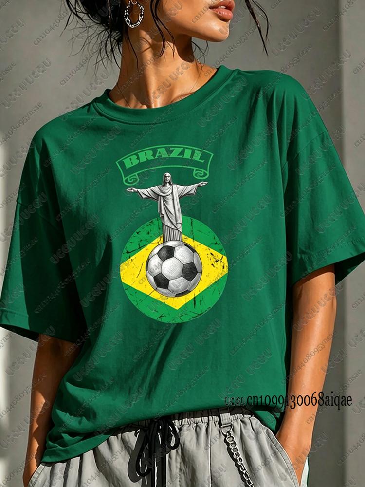 Brazil Classic Jesus Pattern T-shirts For Women Summer Hot Sale Polyester Short Sleeve Tees Breathable Sports Tees Couple Y2K Tops
