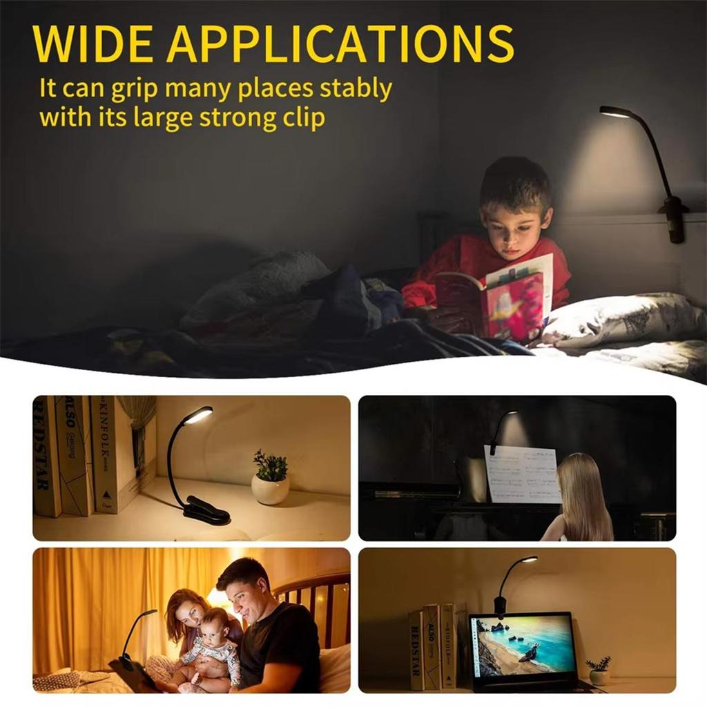 Usb Rechargeable Reading Light 3-level 7 Led Working Lamp Dc-5v Clip Book Portable Warm White 3000k Mini Lights Room For/bedroom