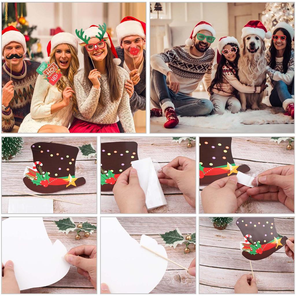 38 шт. Рождественские реквизиты для фотобудки Рождественские реквизиты для фотобудки