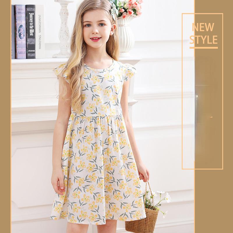 Children's Cotton Fashion Floral Princess Dress Summer Girls Sweet Dress