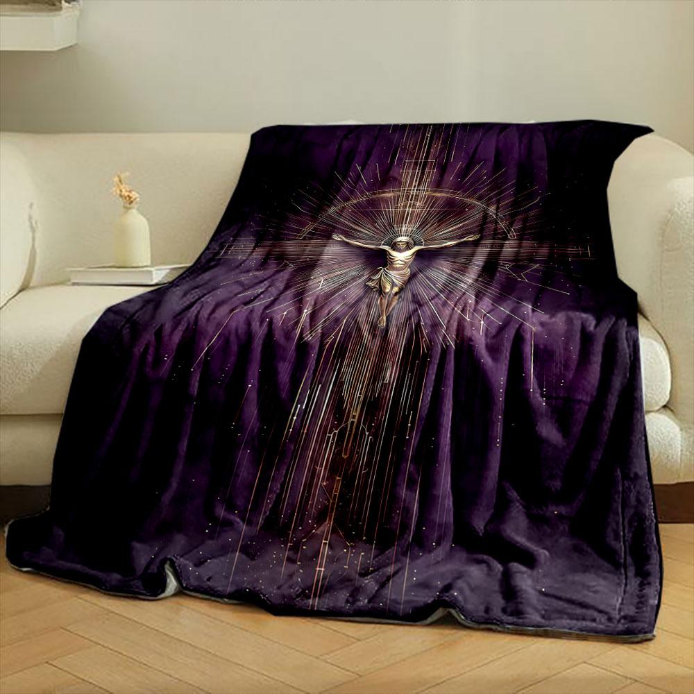 Jesus Cross Radiant Blanket Printed Blanket for Living Room Bed Couch lunch break Soft Cozy Blanket for Friend's festival Gift