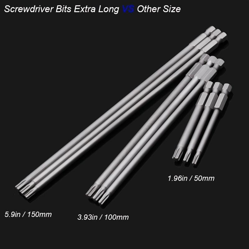 Набор магнитных отверток Torx 150 мм, сверхдлинные сверла Star с защитой от несанкционированного доступа, шестигранные наконечники для отверток 1/4 для вращающегося инструмента