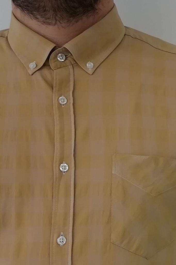 Мужская рубашка больших размеров больших размеров Мужская рубашка больших размеров в клетку из лайкры и горчичного цвета