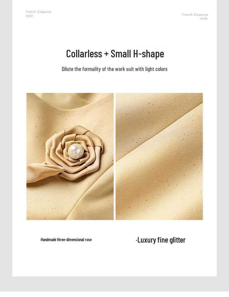 High-Quality Floral 3D Round Neck Jacket & Dress Two-Piece Set for Women