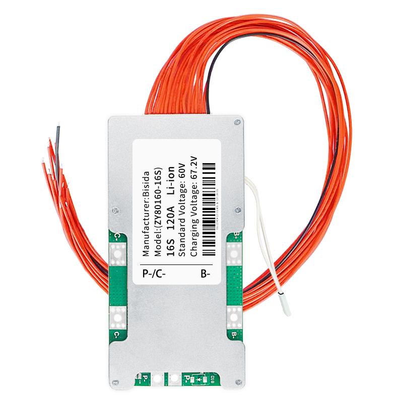 Плата защиты литиевой батареи 16S BMS 60V 20A/30A/50A/100A с балансировочным проводом и NTC, общий порт, десять функций защиты