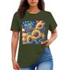 Women's Round Neck Casual Independence Day Printed Short Sleeve T-Shirt Top