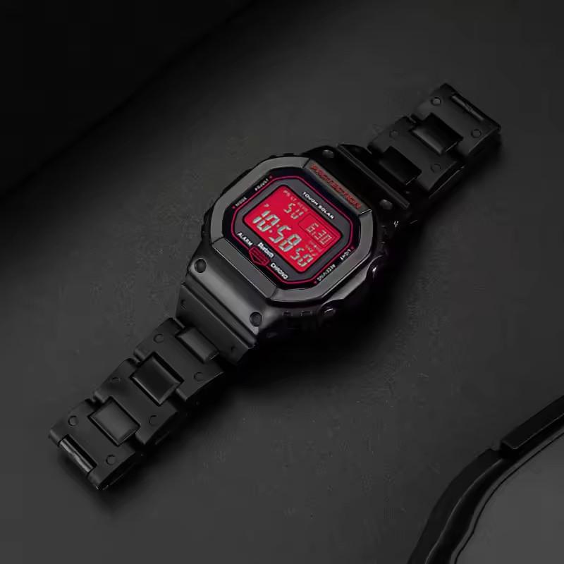 Модифицированный пластико-стальной ремешок для часов Casio DW6900 DW-6900 9600 DW5600 DW-5600 GW-M5610 GW-5000 Черный Браслет Ремешки для часов 16 мм