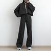 Women's Spring Suit Temperament Casual Solid Color Loose Lace Up Sweatshirt Sports Suit