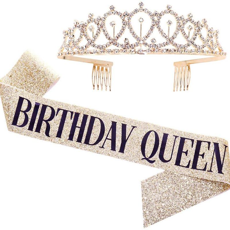 День рождения лента тиара корона набор для женщин девочек сладкий день рождения украшение подарок