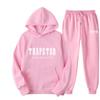 Mens Womens Hooded Fleece-Lined Casual Sweatshirt Set Winter Warm Sportswear Outfit