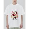 Christmas T Shirt Black Santa Claus Joy To The World Print Holiday Party Wear