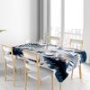 Modern Floral Tablecloth: Elegant Blue White Leaves Design for Dining Room Decor Universal Fit
