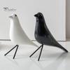 Wooden Bird Ornament Solid Color Bird Figurine Minimalist Tabletop Bird Statue for Living Room Bedroom Office Desk
