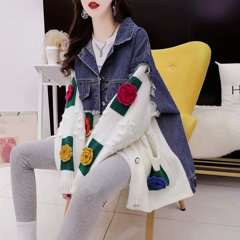 Женская весенняя свободная джинсовая куртка с плетением, осенний темперамент, повседневные удобные топы