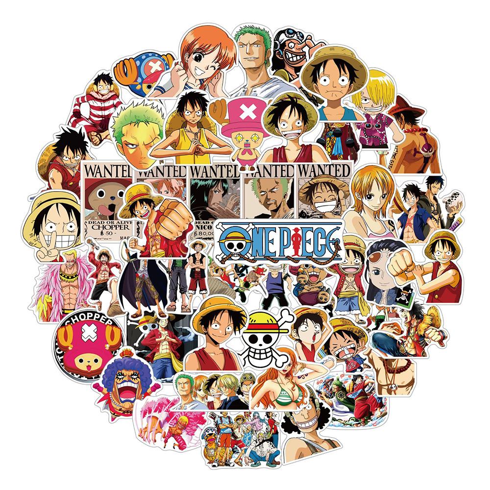 10/30/50 шт. Мультяшные наклейки One Piece Луффи Зоро Крутые персонажи аниме Наклейка-граффити Наклейки для скейтборда, шлема, телефона, гитары