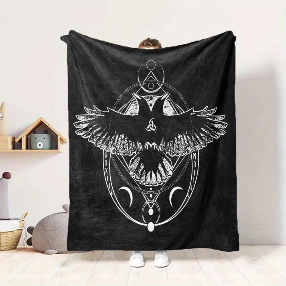 Crow Symbol Flannel Blanket Throw Blanket Soft Warm Sofa Bed Camping Car home Decor Unique Christmas Gift C9302117