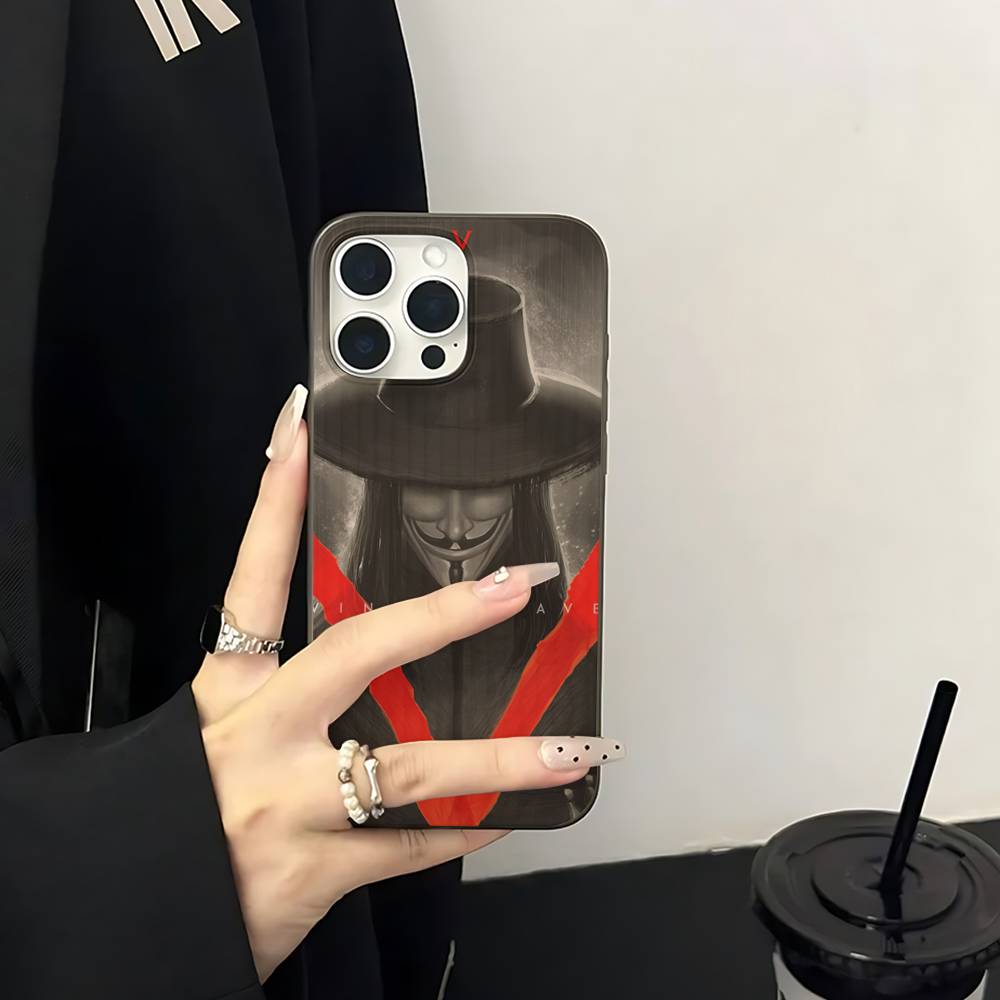 Horror Movie V For V-vendettaS Phone Case For IPhone 17 16 15 14 13 12 11 Corrugated Frosted Soft Cover Anti-Slip