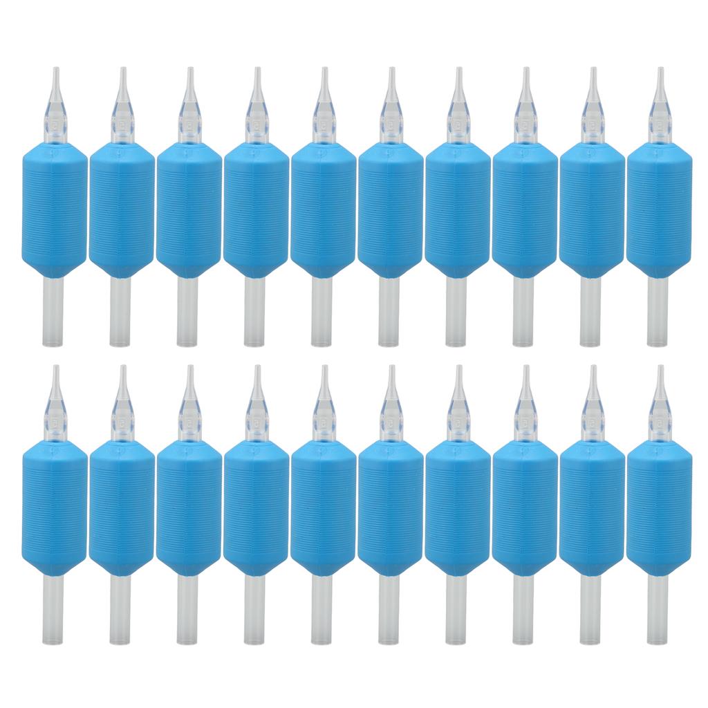 20pcs Disposable Tattoo Handle Grip Silicone Prevent Slip Tattoo Machine Grips for 5RT Needle Blue