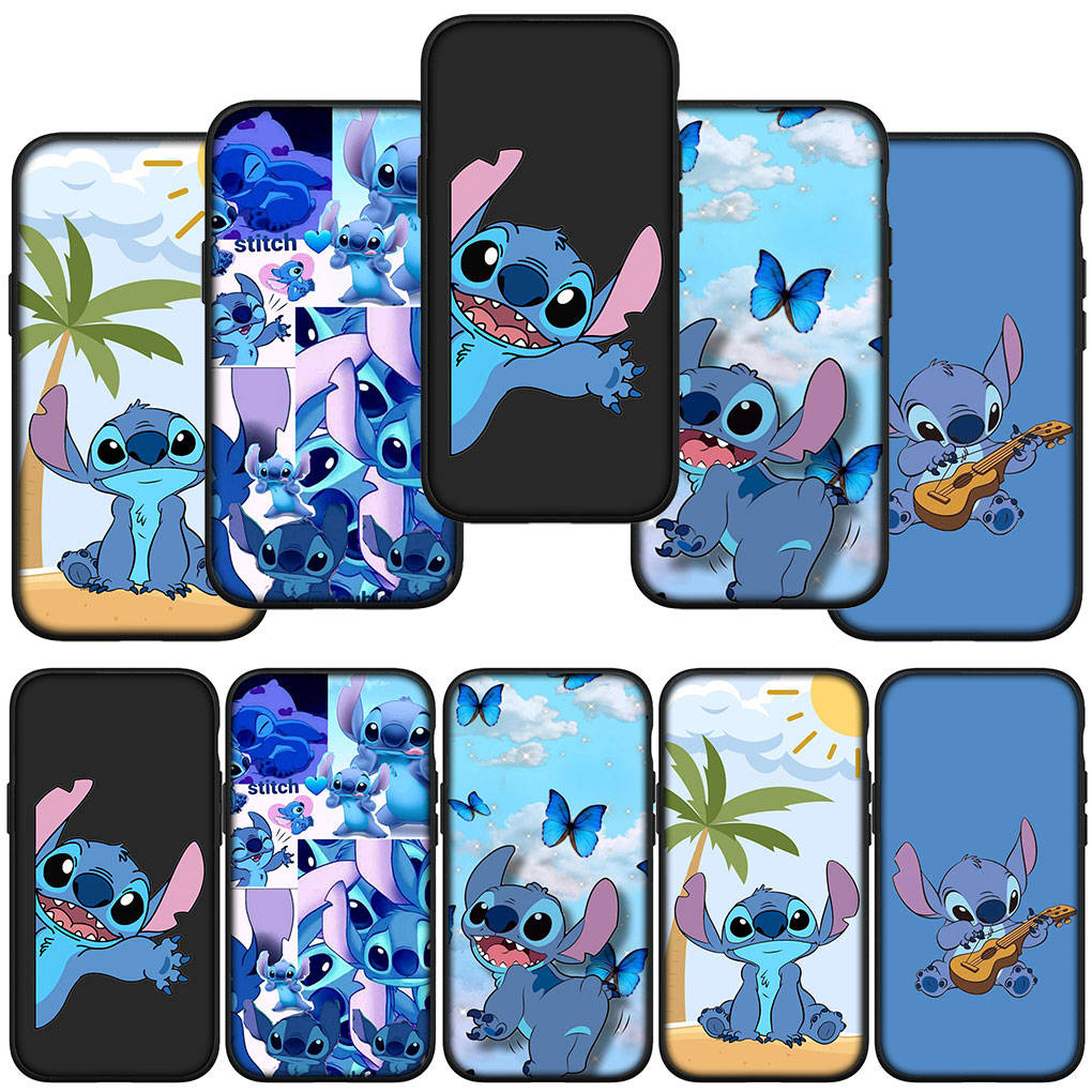 Для iPhone 16 15 Xiaomi Redmi Note 13 12 11 Pro Max X 9 14 XR Samsung Galaxy A15 S24 S23 Plus Huawei OPPO Прекрасный черный синий чехол для телефона Lilo Stitch