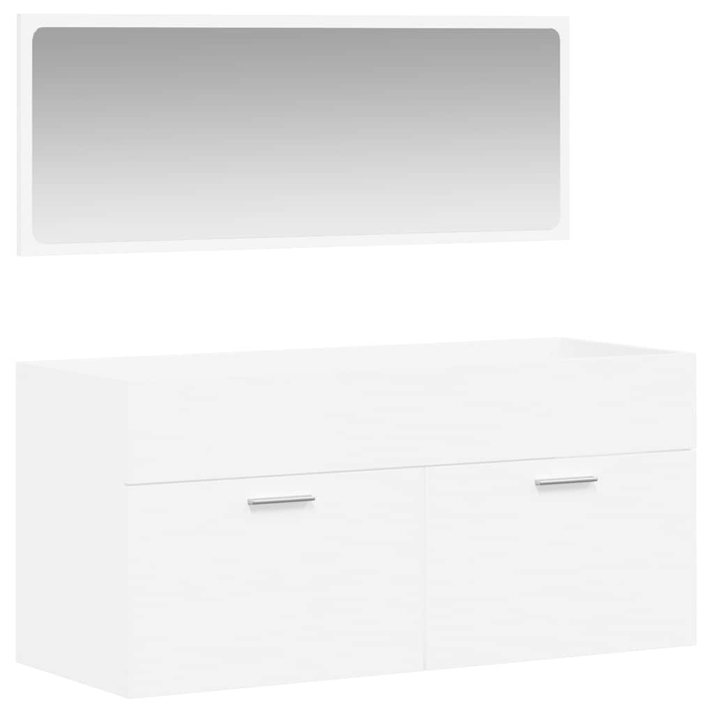 Bathroom Cabinet with Mirror White Wood Based Material