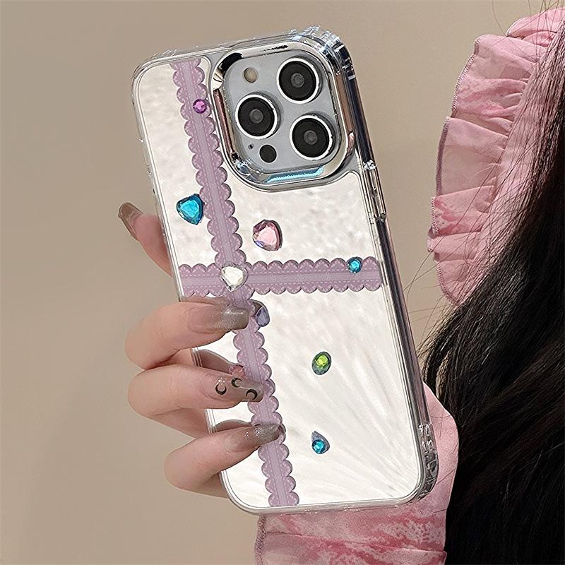 Зеркальный чехол-браслет Zhitai Rhinestone для iPhone 15/14 Pro/13 Pro Max/12
