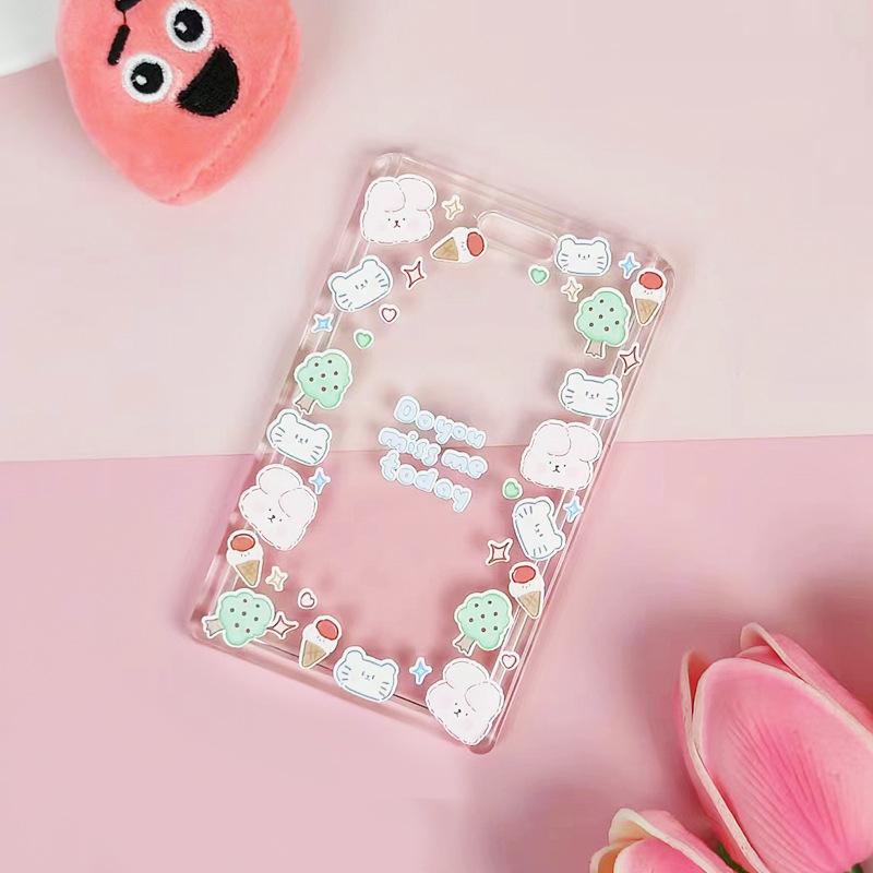 Ins Симпатичный прозрачный чехол для карты на шнурке, чехол для студенческой автобусной карты, чехол для мультяшной рабочей карты, держатель для кредитной карты с пружинным шнуром