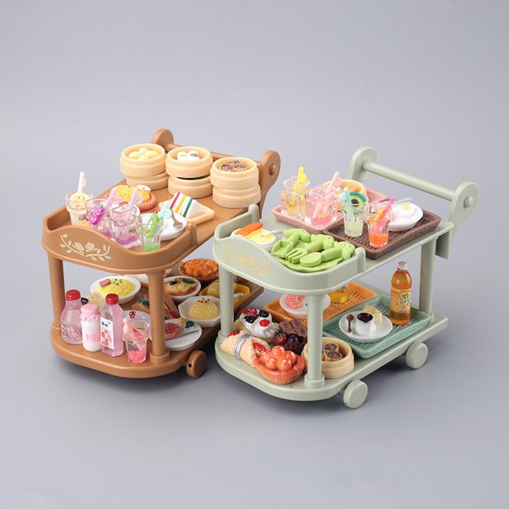 With Food Model Dollhouse Food CartsMini Dinnerware Food and Play Small Food Cart Home Decor
