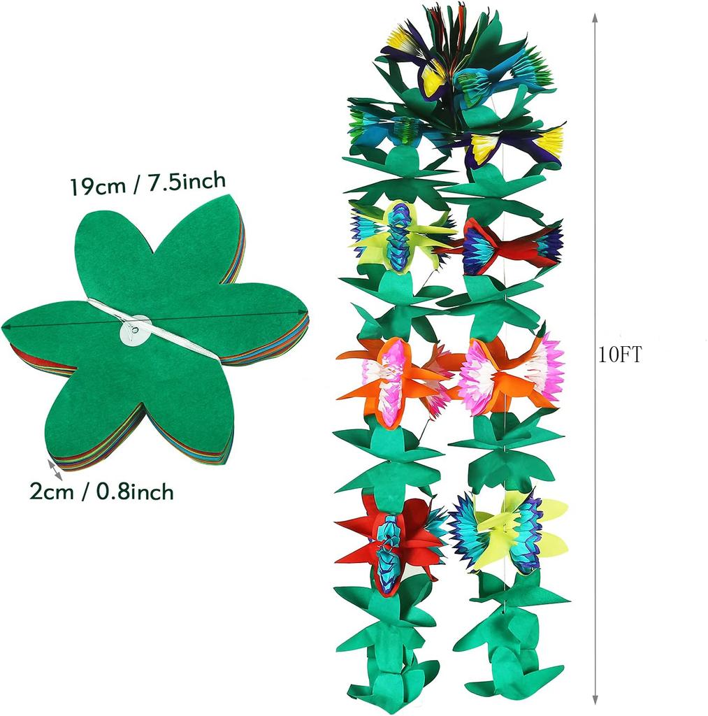 1 шт. Гавайский Луау Летний Тики-бар Декор Тропическая вечеринка Тропический остров Пляжные принадлежности Ткань Цветная Цветочная Гирлянда Длинный Троп