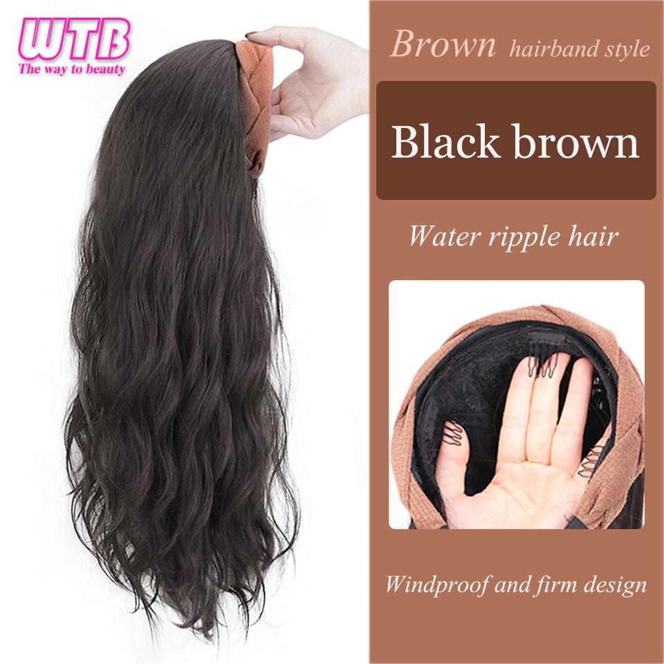 Синтетический парик с повязкой на голову, натуральный бесшовный зажим для наращивания волос, длинный волнистый женский парик, натуральный термостойкий полупарик для женщин