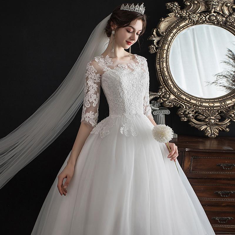 Свадебное платье большого размера с кружевом и одним плечом Dreamy Slim Fit Bride Qi Di Sen