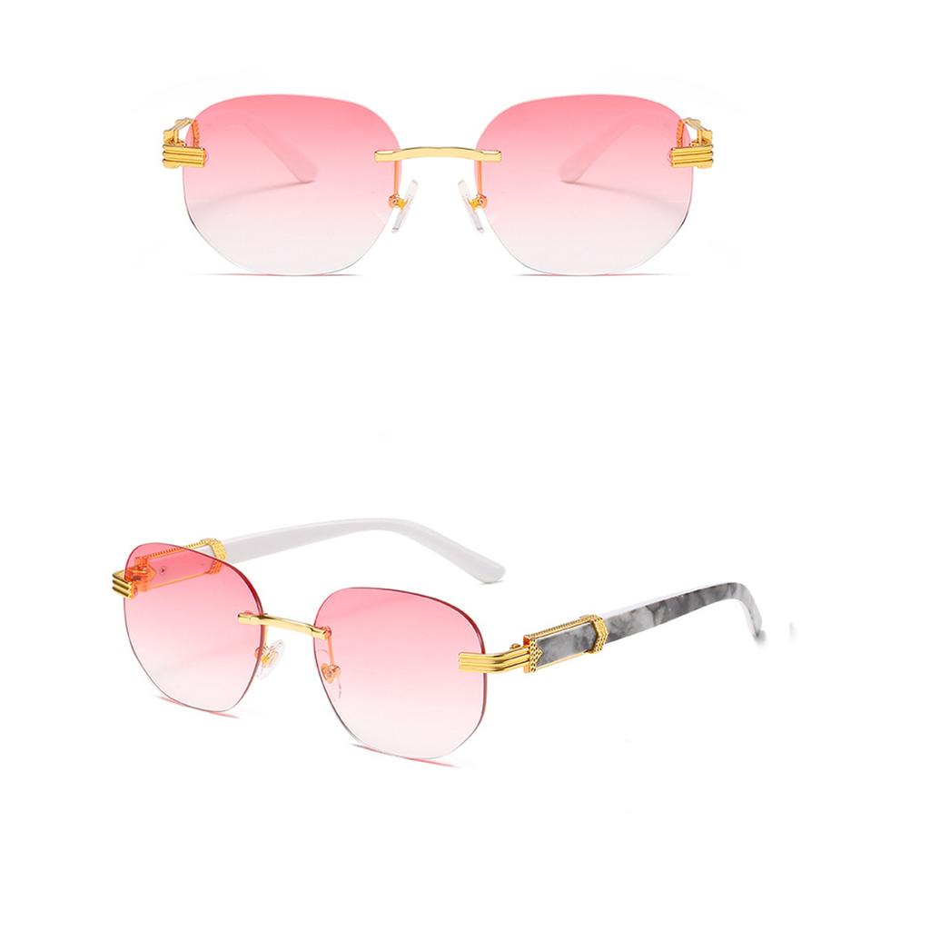 Men Women Fashion Retro Square Hip Hop Sunglasses Luxury Gold Rimless Shades Glasses