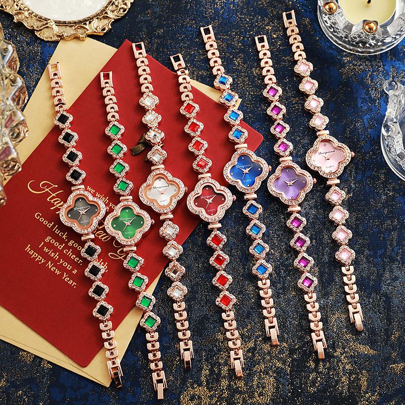 Повседневный браслет изумрудно-зеленый женские кварцевые часы со стразами подарок для девочек