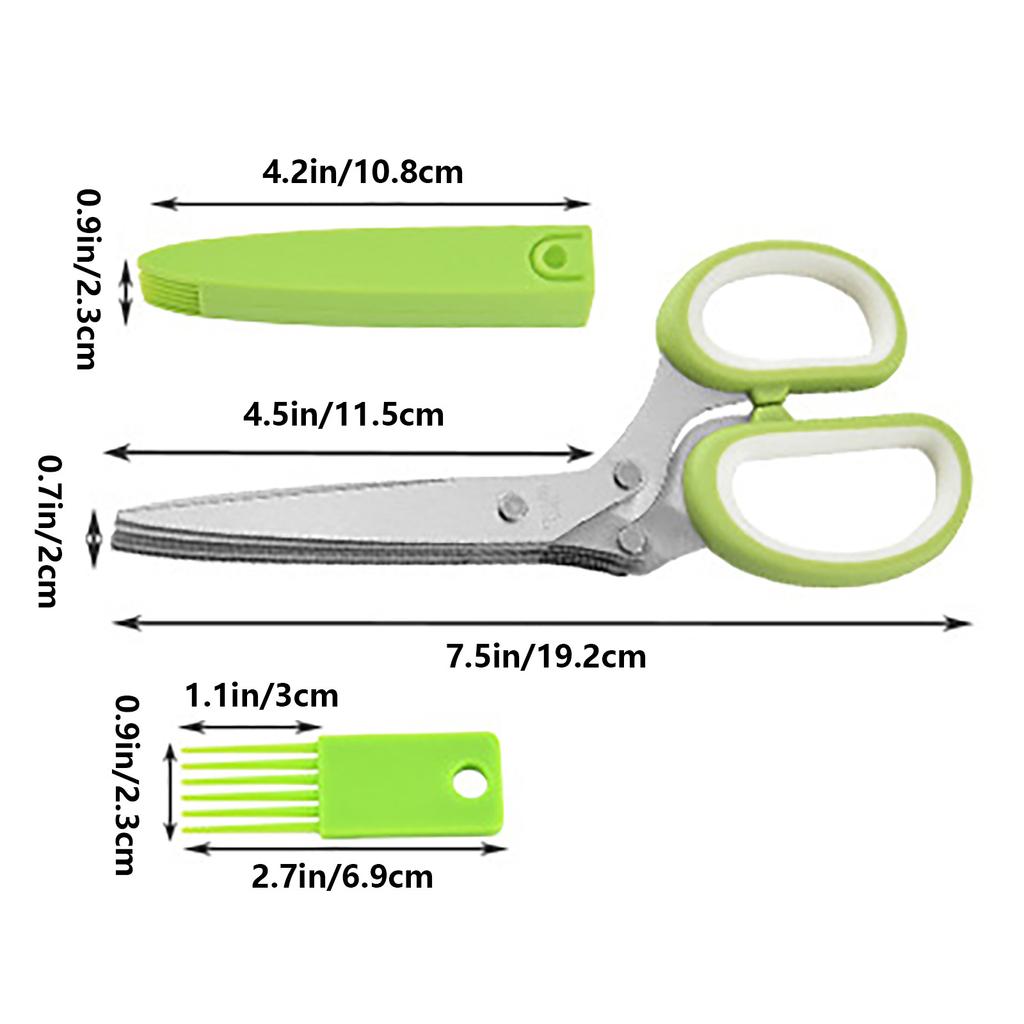 Multi Layer Scallion Vegetable Scissors Five Layer Office Shredded Paper Scissors