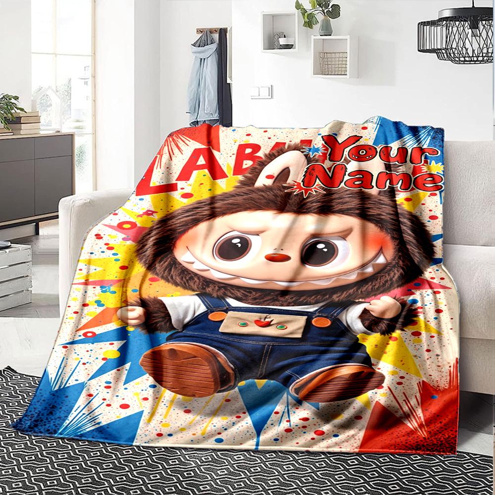 Labubu Personalized Name Blanket Multi-purpose Personalized Blanket Ultra-Soft Suitable for Picnics Bedding Nap Seaside Four Seasons Universal