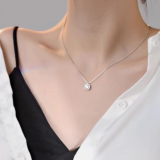 Женское квадратное ожерелье с подвеской из циркония, имитация бриллиантовой ключичной цепочки на День матери, годовщину, день рождения, ювелирный подарок