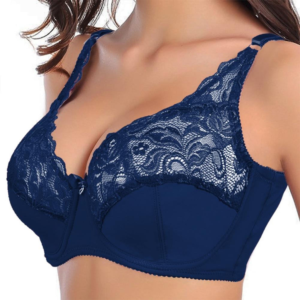 Women's Lace Bra Embroidery Floral Bralette Underwire Minimizer Bras Unlined 3/4 Cups Bra Non-Padded Plus Size Bra Sexy Push Up Brassiere