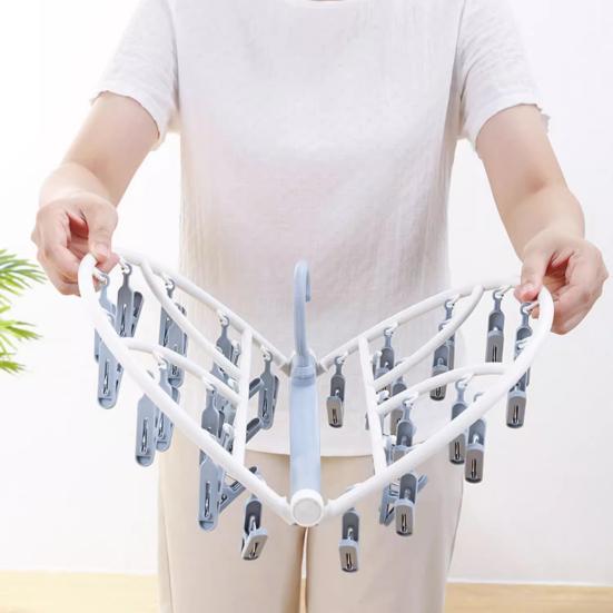 Стойка для сушки носков и нижнего белья, вешалка для одежды с вращающимся на 360 градусов крючком, ветрозащитная стойка для хранения белья