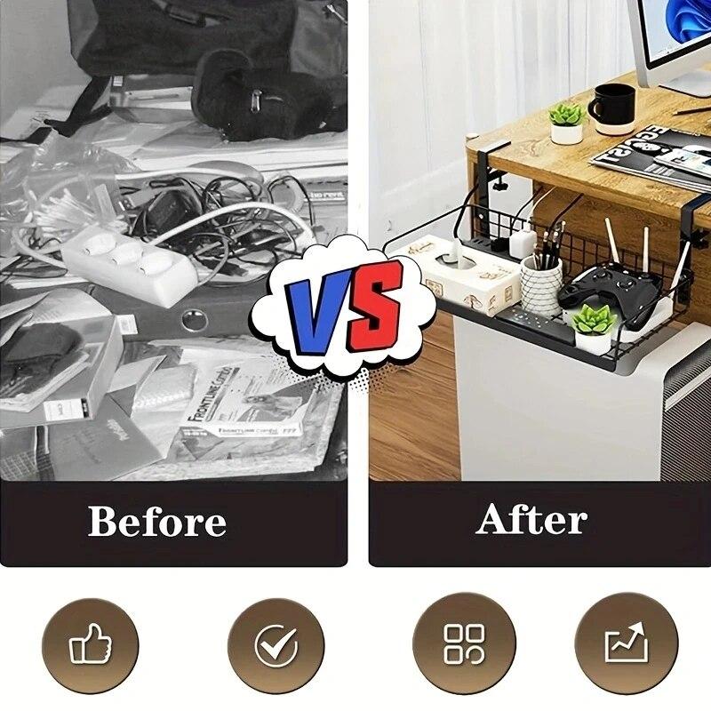Большой размер, без штамповки, офисный железный художественный стол, стеллаж для хранения, корзина для хранения, регулируемая для студентов корзина для хранения на краю стола, подвесная корзина