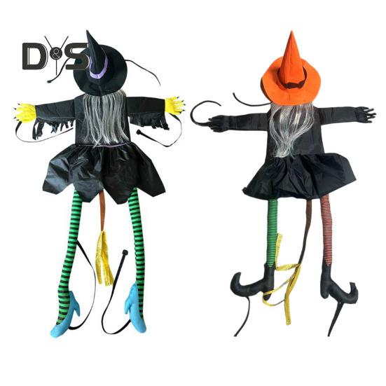 Halloween Witch Statue Large Crashing Witch Into Tree Decoration Outdoor Flying Witch Hitting Tree Decor for Front Porch Fence Garden Yard