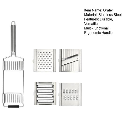 1 Set Stainless Steel Grater Cutter Manual Vegetable Slicer Easy Clean Multi-Purpose Kitchen Tool Ergonomic Handle Cheese