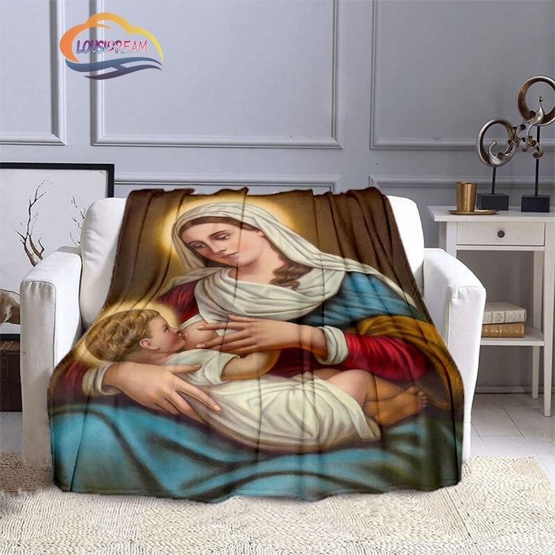 Одеяла с 3D принтом Христа Пресвятой Девы Марии, модные фланелевые кашемировые одеяла, модные религиозные мягкие покрывала, диванные одеяла