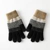 Knitted Gloves for Men and Women with Thick Velvet and Anti Cold Touch Screen Gloves Finger Jacquard Warm Outdoor Cycling Gloves