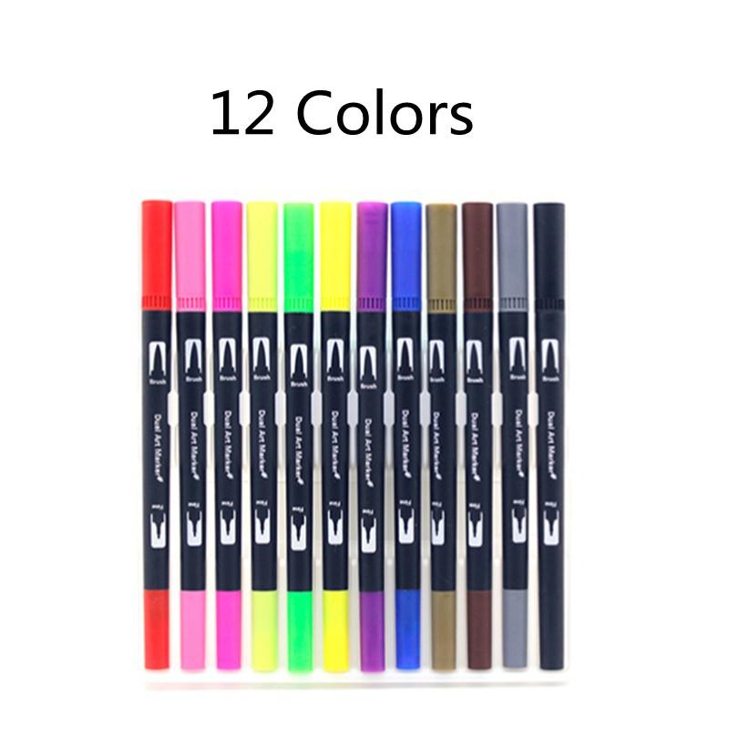 12/24/30pcs Dual Brush Art Markers, Artists Fine and Brush Tip Pen Coloring Markers for Kids Adult Coloring Art Craft Supplies Kit